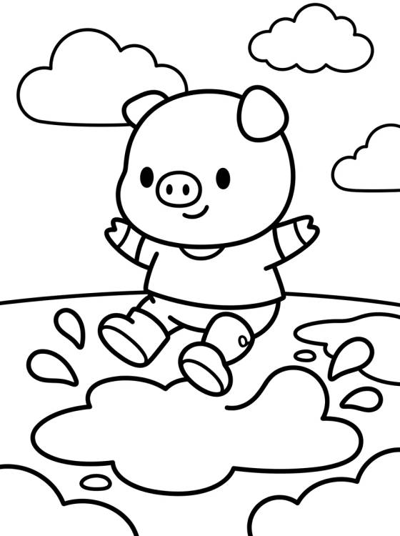 Desenho de George Pig Jugando en los Charcos de Lodo para colorir e imprimir grátis