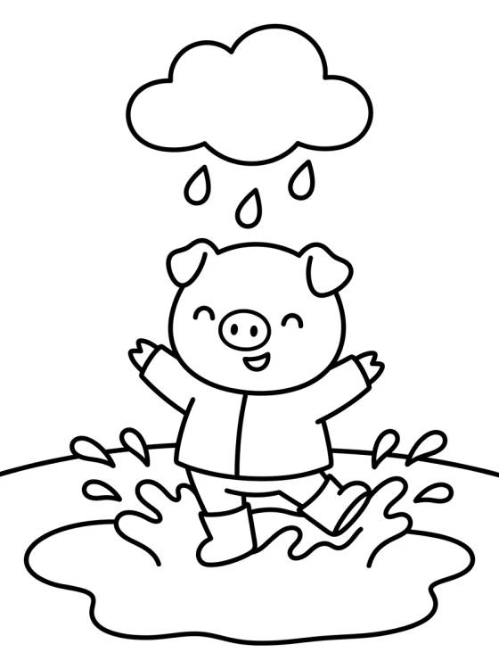 Desenho de George Pig Jugando en los Charcos de Lodo para colorir e imprimir grátis