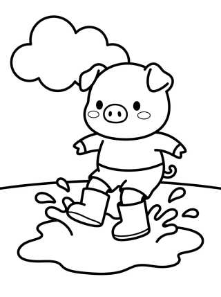 Desenho de George Pig Jugando en los Charcos de Lodo para colorir e imprimir grátis