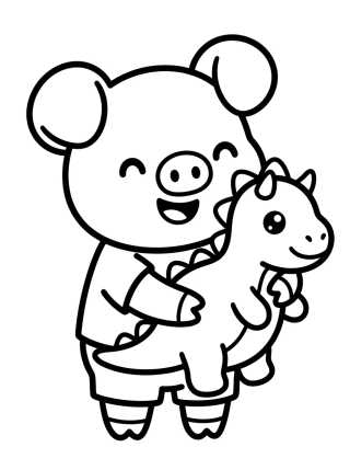 Desenho de George Pig con su Dinosaurio para colorir e imprimir grátis