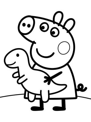 Desenho de George Pig con su Dinosaurio de Juguete para colorir e imprimir grátis