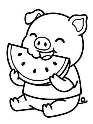 Desenho de George Pig Comiendo Sandía para colorir e imprimir grátis