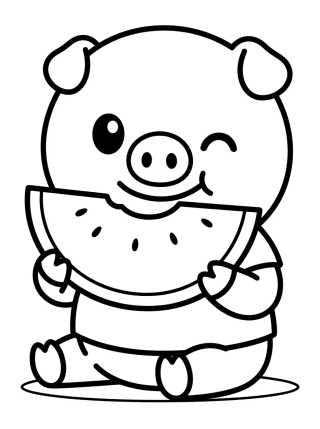 Desenho de George Pig Comiendo Sandía para colorir e imprimir grátis