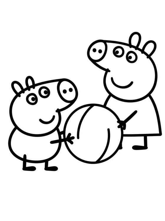 Desenho de George Pig y Peppa Pig Jugando para colorir e imprimir grátis