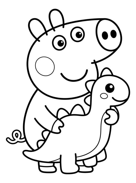 Desenho de George Pig y su Dinosaurio para colorir e imprimir grátis