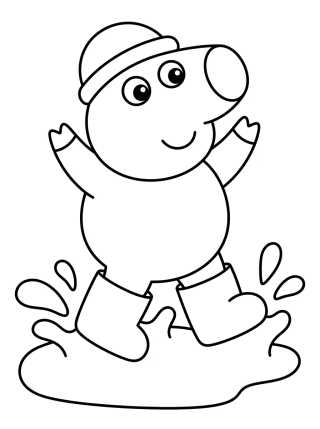 Desenho de George Pig Saltando en el Charco de Barro para colorir e imprimir grátis