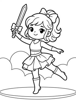 Desenho de Bailarina Guerrera con Espada de Luz para colorir e imprimir grátis