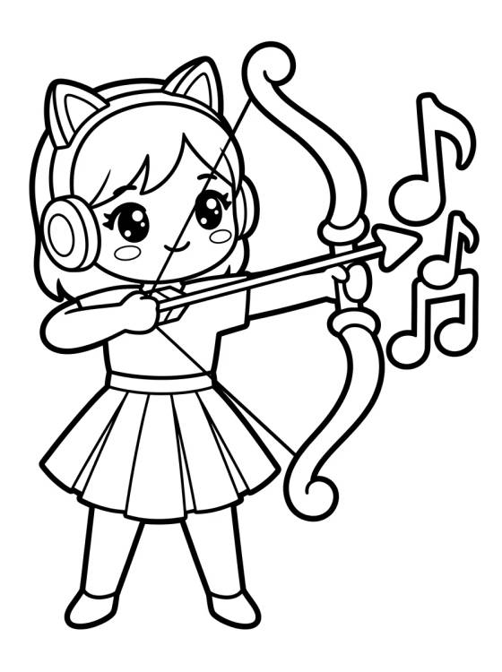 Desenho de Guerrera K-Pop Arquera Estilosa para colorir e imprimir grátis