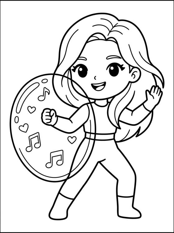 Desenho de Guerrera K-Pop con Escudo Mágico de Sonido para colorir e imprimir grátis