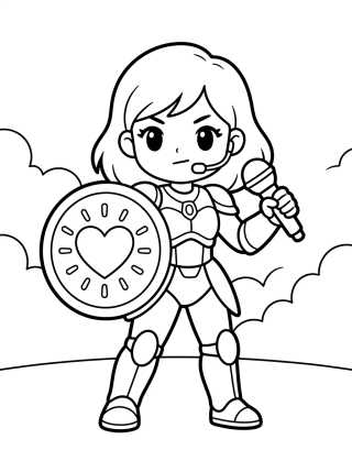 Desenho de Guerrera K-Pop Defendiendo el Escenario para colorir e imprimir grátis