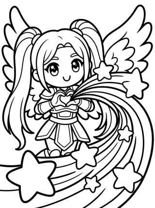 Desenho de Guerrera K-Pop Lanzando Poder de Estrellas para colorir e imprimir grátis