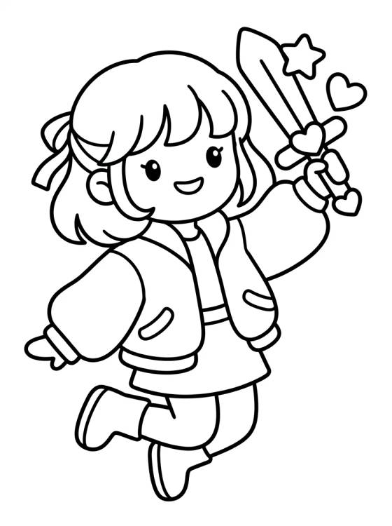 Desenho de Líder K-Pop con Micrófono Espada para colorir e imprimir grátis