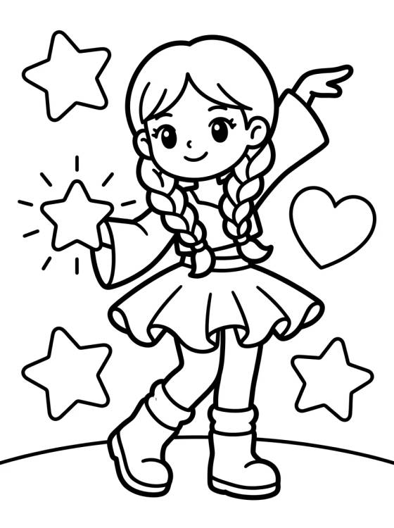 Desenho de Guerrera Bailarina con Escudo de Luz para colorir e imprimir grátis