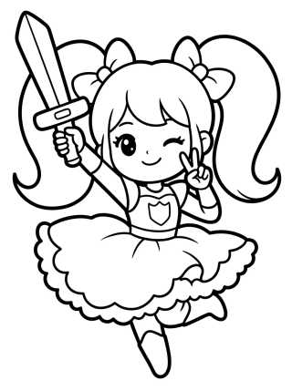 Desenho de Guerrera K-Pop Bailarina con Lightstick para colorir e imprimir grátis