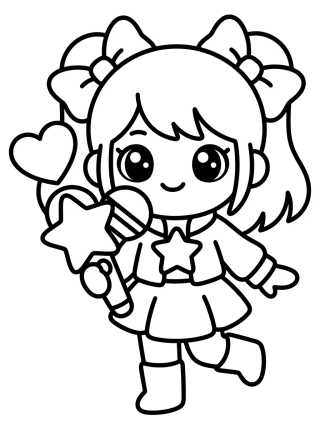Desenho de Guerrera K-Pop del Micrófono Mágico para colorir e imprimir grátis