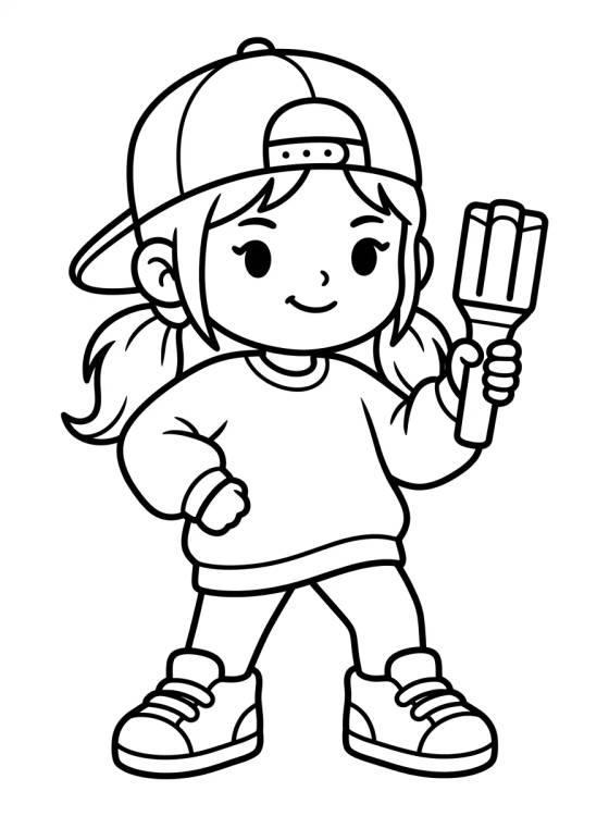 Desenho de Guerrera Rapera con Bastón Neón para colorir e imprimir grátis