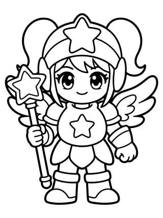 Desenho de Guerrera Visual con Armadura de Estrellas para colorir e imprimir grátis