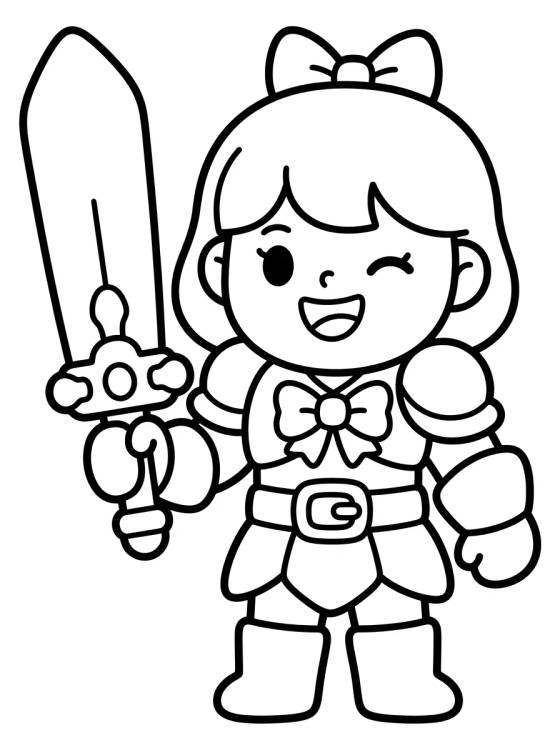 Desenho de Líder Guerrera con Micrófono de Espada para colorir e imprimir grátis