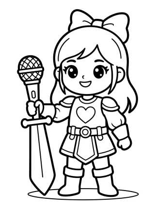 Desenho de Líder Guerrera con Micrófono de Espada para colorir e imprimir grátis