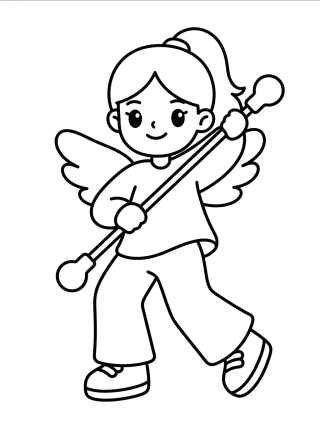 Desenho de Bailarina con Bastón Neón y Alas para colorir e imprimir grátis