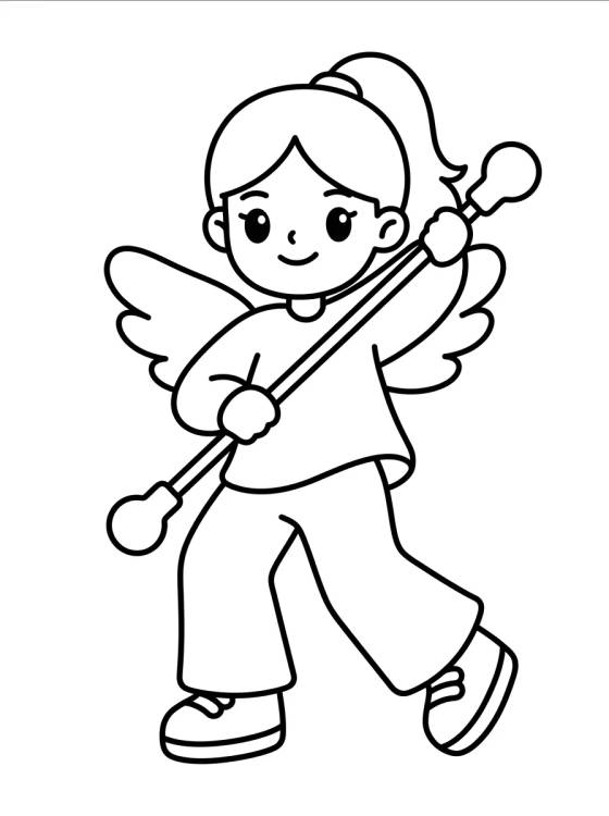 Desenho de Bailarina con Bastón Neón y Alas para colorir e imprimir grátis