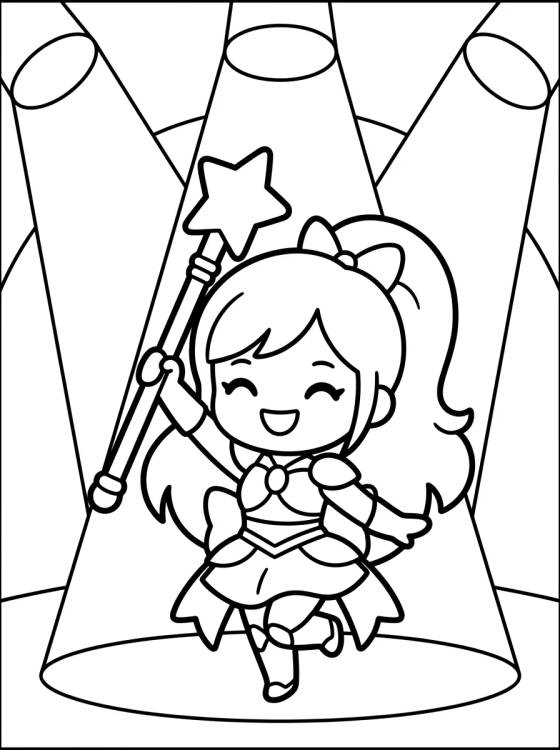 Desenho de Bailarina Guerrera con Bastón Mágico para colorir e imprimir grátis