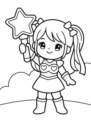 Desenho de Guerrera K-Pop con Lightstick Mágico para colorir e imprimir grátis