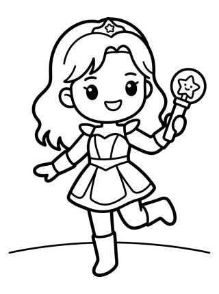 Desenho de Guerrera K-Pop Bailando con Vara de Luz para colorir e imprimir grátis
