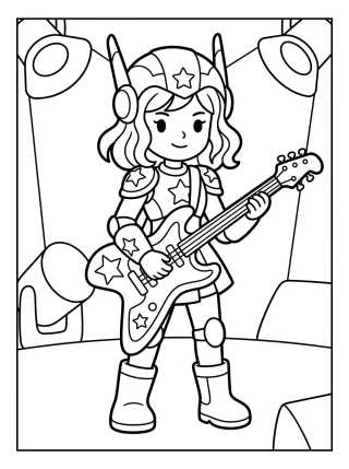 Desenho de Guitarrista con Armadura Estelar para colorir e imprimir grátis