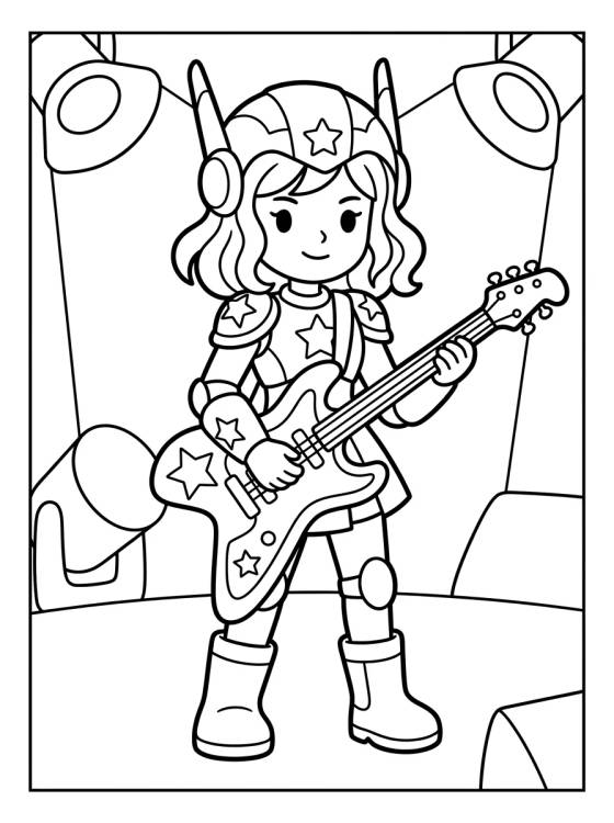 Desenho de Guitarrista con Armadura Estelar para colorir e imprimir grátis