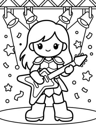 Desenho de Guitarrista Guerrera y los Reflectores para colorir e imprimir grátis