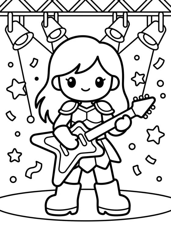 Desenho de Guitarrista Guerrera y los Reflectores para colorir e imprimir grátis