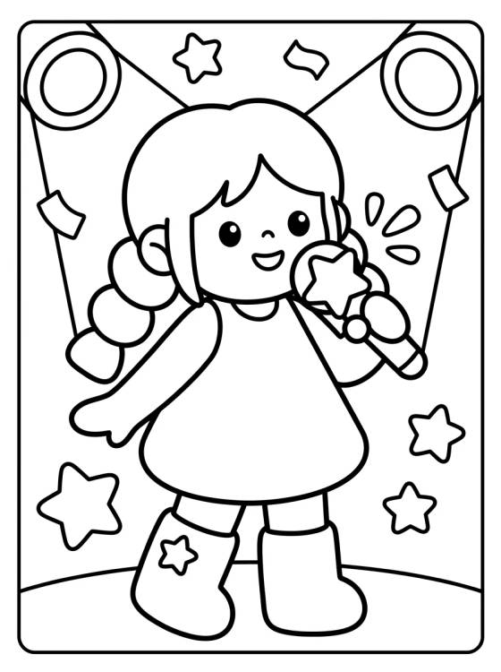 Desenho de Vocalista Estelar en el Escenario para colorir e imprimir grátis
