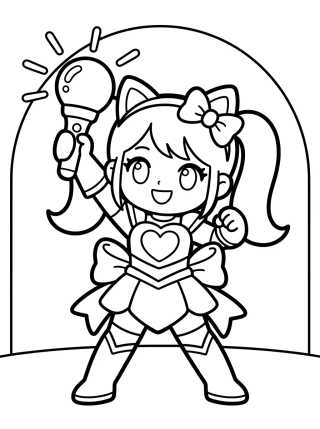 Desenho de Bailarina Guerrera con Bastón de Luz para colorir e imprimir grátis