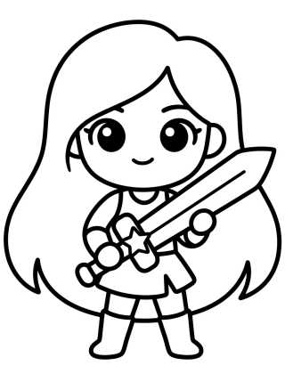 Desenho de Guerrera K-Pop Espadachín Kawaii para colorir e imprimir grátis