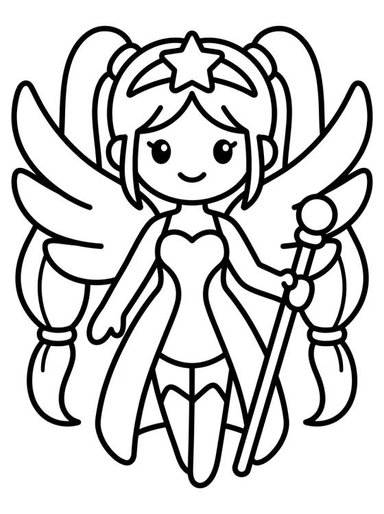 Desenho de Líder Guerrera con Alas de Ángel Pop para colorir e imprimir grátis