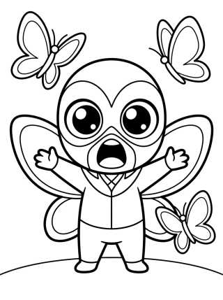 Desenho de Chibi Hawk Moth Gracioso para colorir e imprimir grátis