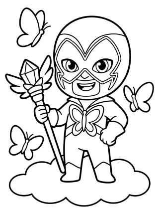 Desenho de Hawk Moth Chibi Sonriente para colorir e imprimir grátis