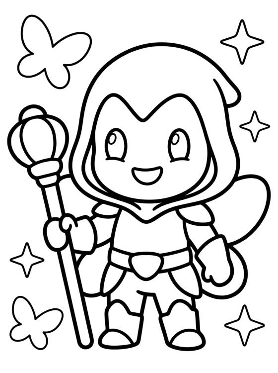 Desenho de Hawk Moth Chibi con Cetro para colorir e imprimir grátis