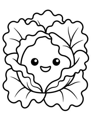 Desenho de Lechuga Crespa Feliz para colorir e imprimir grátis
