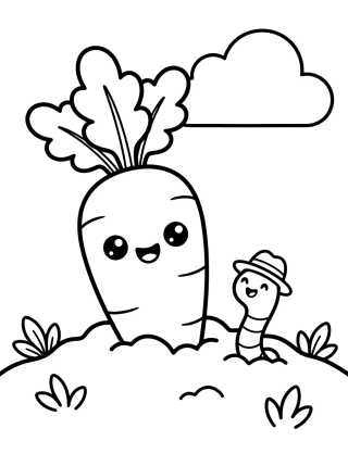 Desenho de Zanahoria Tierna en la Huerta para colorir e imprimir grátis