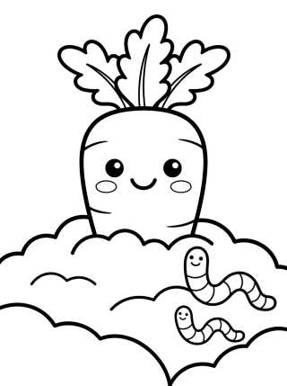 Desenho de Zanahoria Sonriente en la Huerta para colorir e imprimir grátis