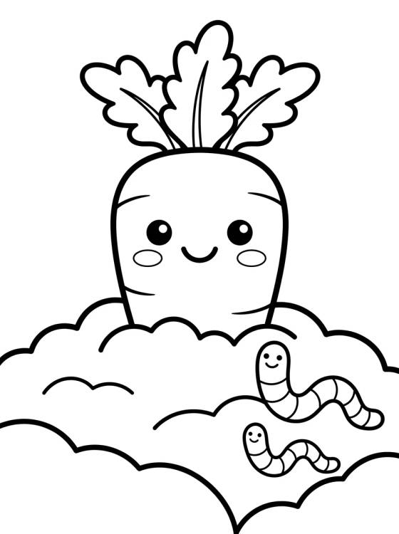 Desenho de Zanahoria Sonriente en la Huerta para colorir e imprimir grátis