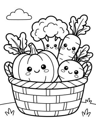 Desenho de Canasta de Verduras de la Huerta para colorir e imprimir grátis