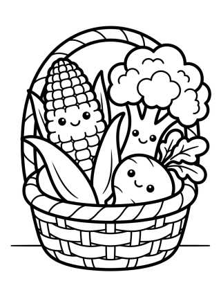 Desenho de Canasta de Verduras de la Huerta para colorir e imprimir grátis
