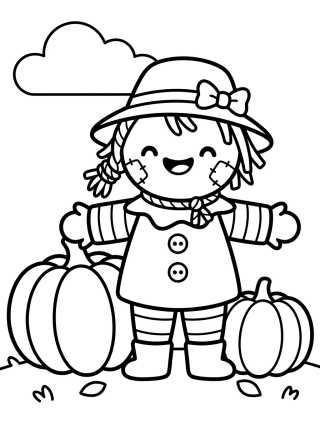 Desenho de Espantapájaros Kawaii en la Huerta para colorir e imprimir grátis