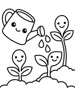 Desenho de Regadera Amiga Regando el Huerto para colorir e imprimir grátis