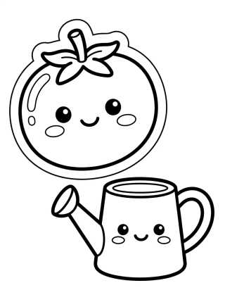 Desenho de Tomate Tierno en la Regadera para colorir e imprimir grátis