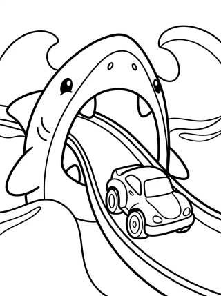 Desenho de Ataque del Tiburón en la Pista Hot Wheels para colorir e imprimir grátis