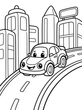 Desenho de Cochecito de Pista en la Ciudad para colorir e imprimir grátis